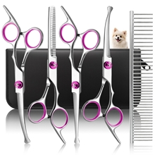 GPED 6 in 1 Dog Grooming Scissors Kit, Professional 4CR Stainless Steel & Heavy-duty Dog Scissors