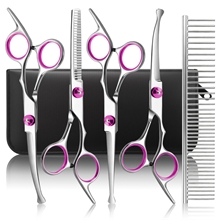 GPED Professional Dog Grooming Scissors Kit, 6 in 1 Dog Grooming Scissors with Safety Round Tips