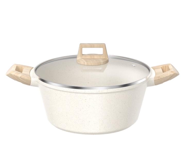 Nonstick Stock Pot with Lid, 4.5QT Stockpot Pasta Cooking Pot（White）