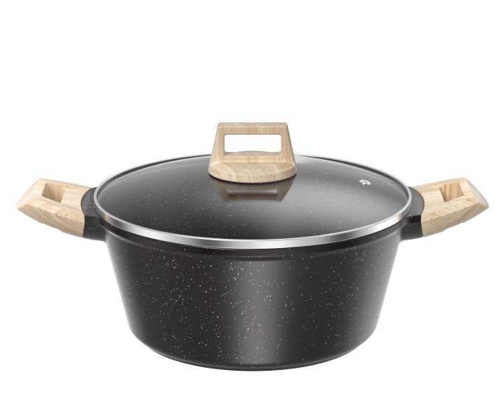 Nonstick Stock Pot with Lid, 4.5QT Stockpot Pasta Cooking Pot （Black）