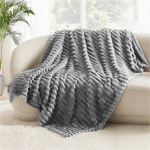 Twin size strip blanket,Gray