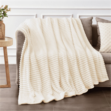 Queen size strip blanket,Beige