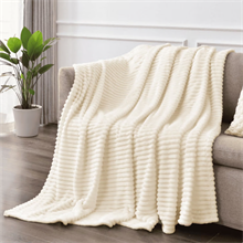 Queen size strip blanket,Beige