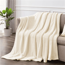 Throw size strip blanket,Beige