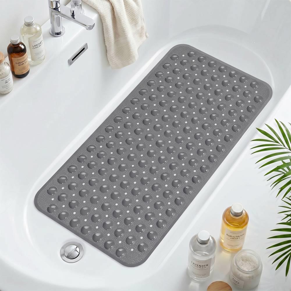 GPED Bathtub Mats for Shower Tub, Non Slip 27.6 x 15 Inch Bath Mat with Drain Holes and Suction Cups
