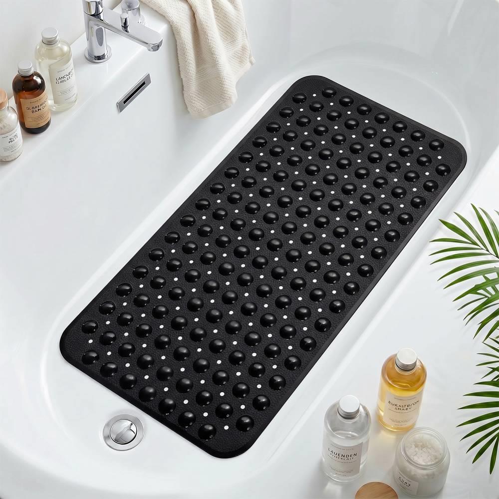 GPED Bathtub Mats for Shower Tub, Non Slip 27.6 x 15 Inch Bath Mat with Drain Holes and Suction Cups