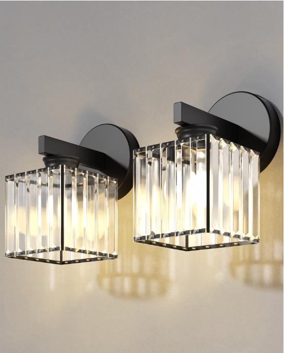 2 Pack Wall Sconces, Crystal Wall Lights,Wall Lamps for Bedroom Living Room Hallway Wall Decor
