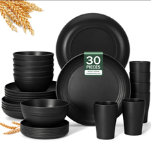 GPED 30-Piece Wheat Straw Dinnerware Sets for 6, Dishes Set with 10