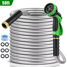 50ft Garden Hose, Metal Stainless Steel Water Hose